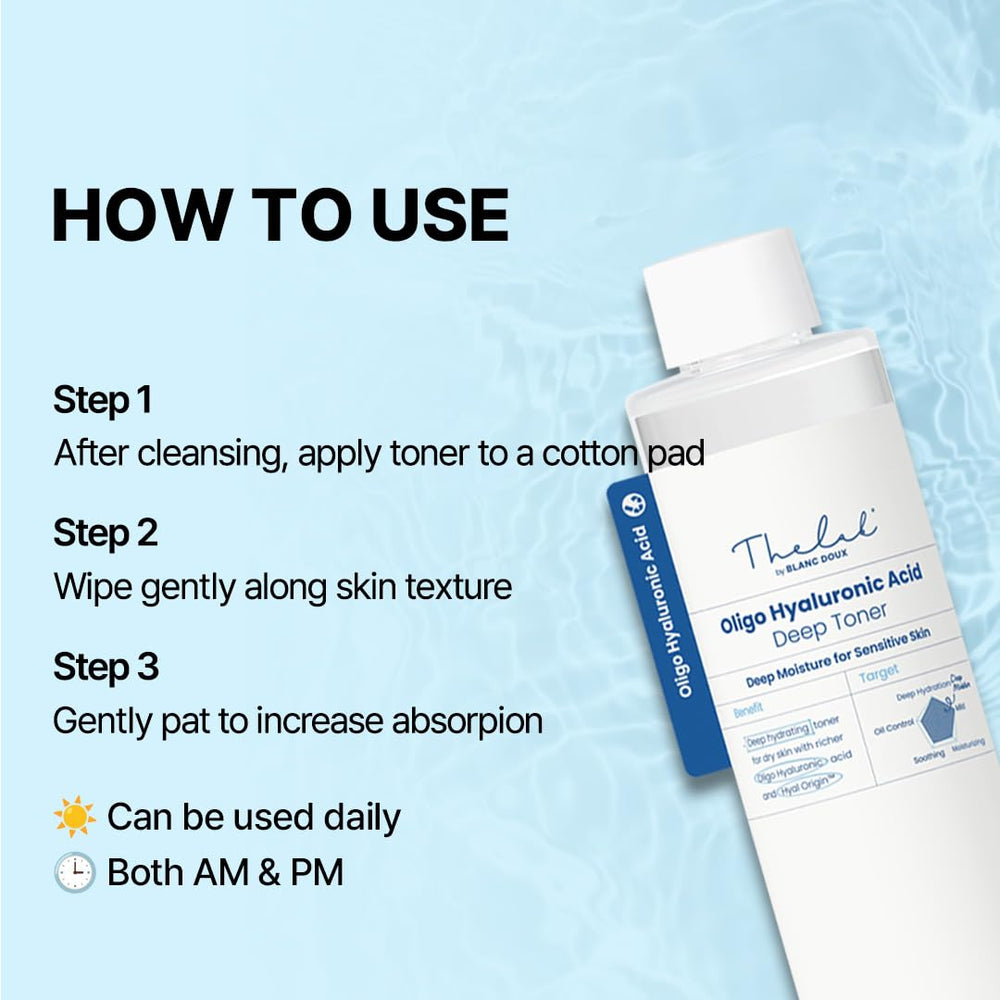The Lab by Blanc Doux Oligo Hyaluronic Toner alcohol-free formula gentle on skin.