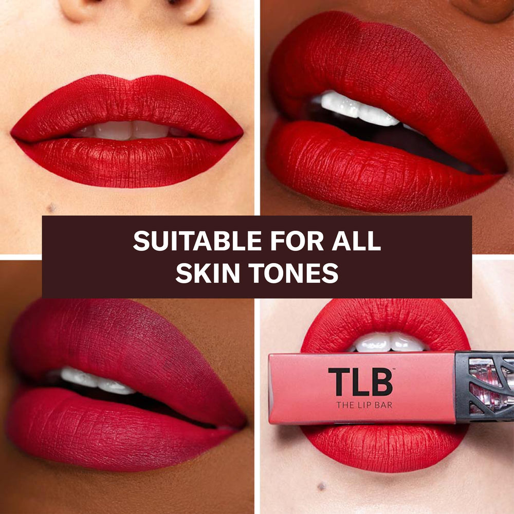 The Lip Bar Rich Auntie lip swatch reveals deep berry shade for versatile looks.