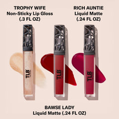 Trophy Wife Champagne Shimmer lip gloss application for high-gloss moisture.