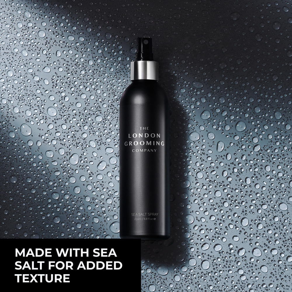 Spray Sel de Mer The London Grooming Company – huile de ricin pour hydrater sans alourdir.