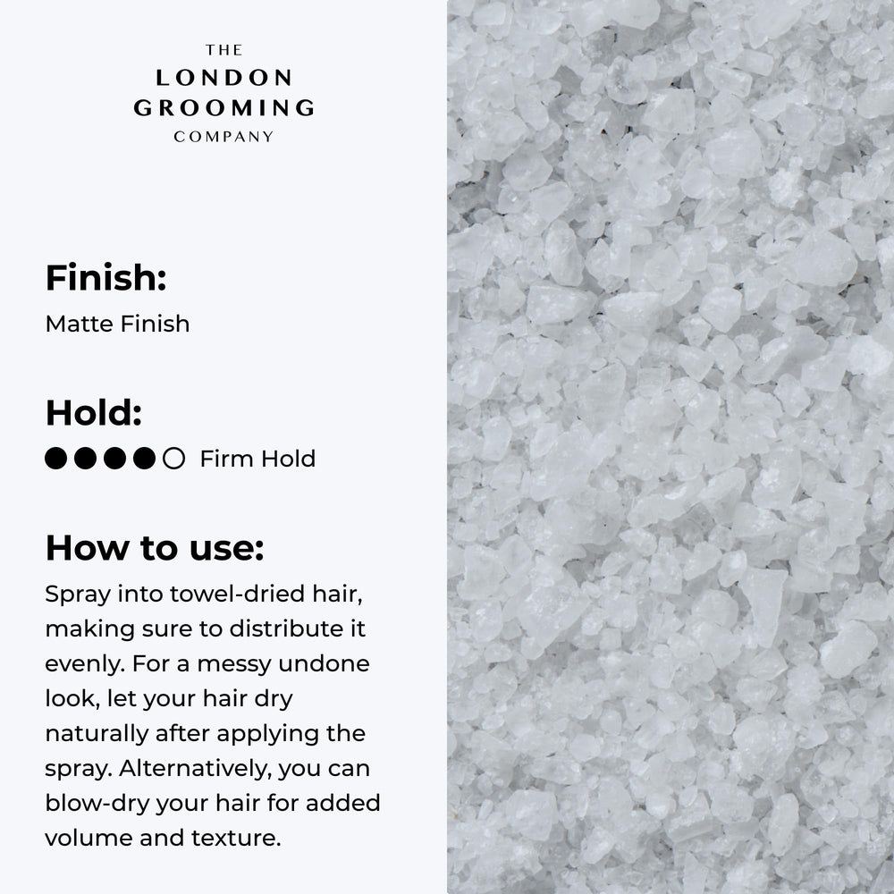Spray Sel de Mer The London Grooming Company – application facile pour une coiffure définie.