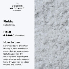 Spray Sel de Mer The London Grooming Company – application facile pour une coiffure définie.