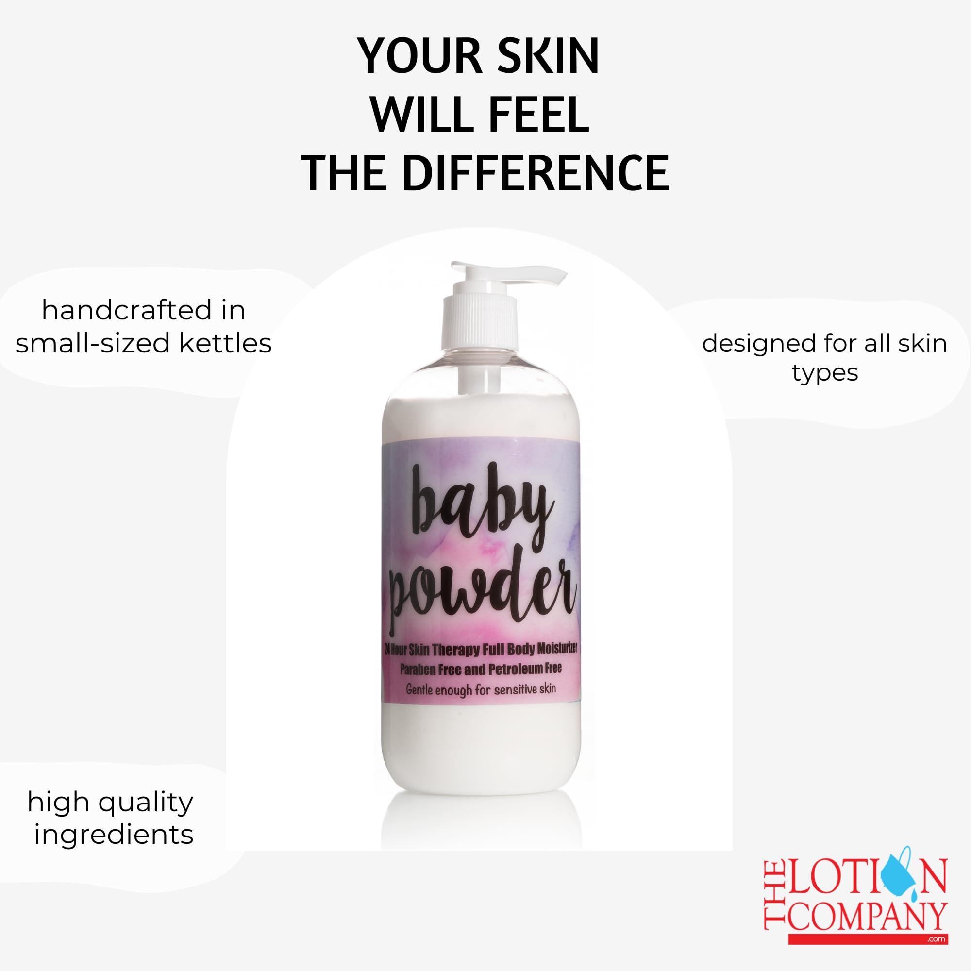 Gentle formula from The Lotion Company suitable for sensitive skin types.