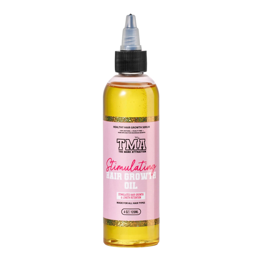 The Mane Attraction – huile cheveux bouteille pompe, application facile et légère.