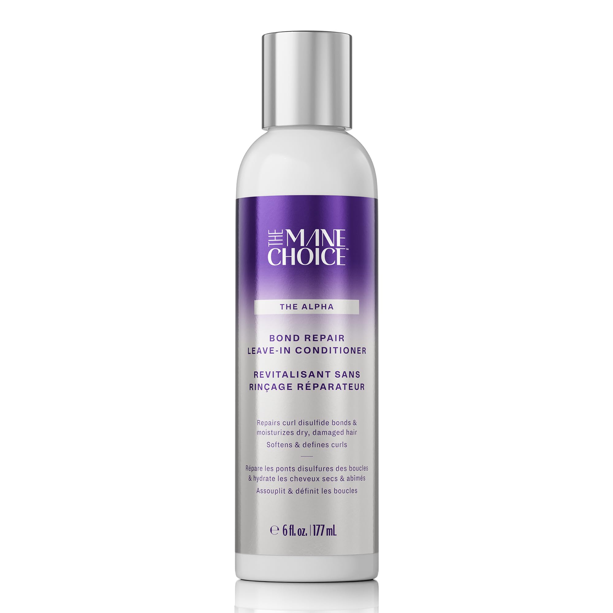 The Mane Choice Alpha Recoil Bond Repair Leave-In: bouteille 6oz, réparation et éclat des boucles.