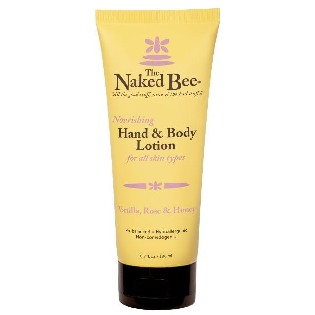 The Naked Bee flacon lotion corps vanille-rose-miel, hydratation légère pour la peau.