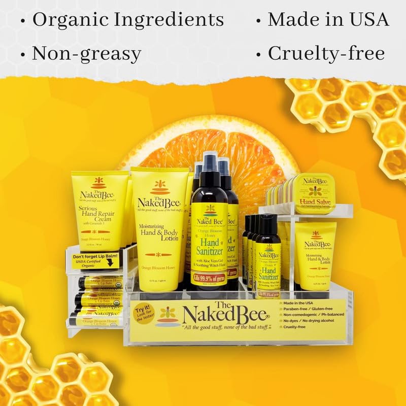 The Naked Bee ingredients highlight olive oil and beeswax for daily moisture.