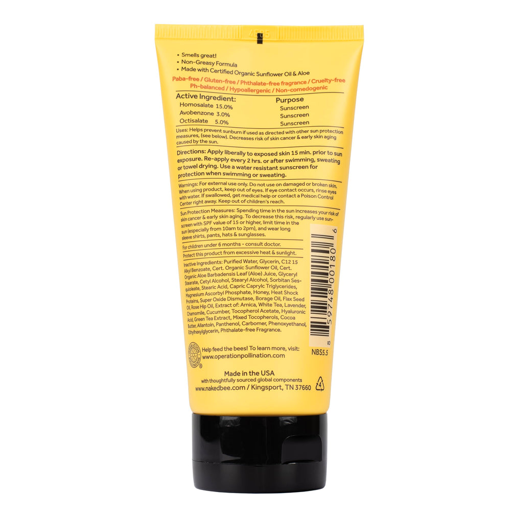 Texture légère de The Naked Bee crème solaire pour visage