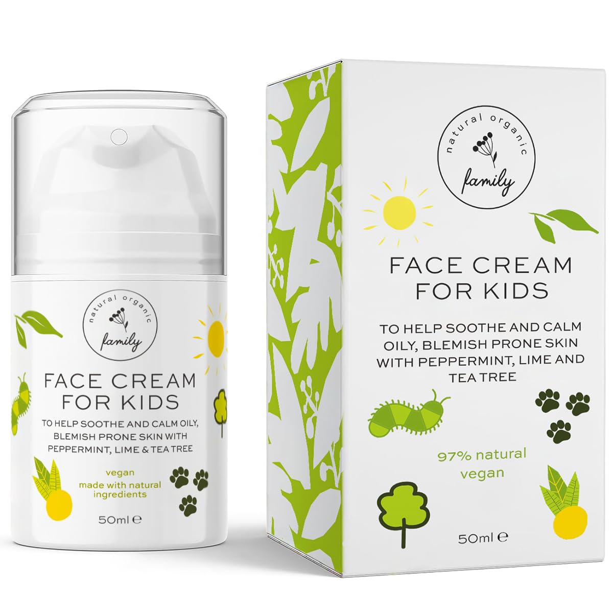 The Natural and Organic Family crème-visage-enfant-acide-hyaluronique-50ml, hydratation en douceur.