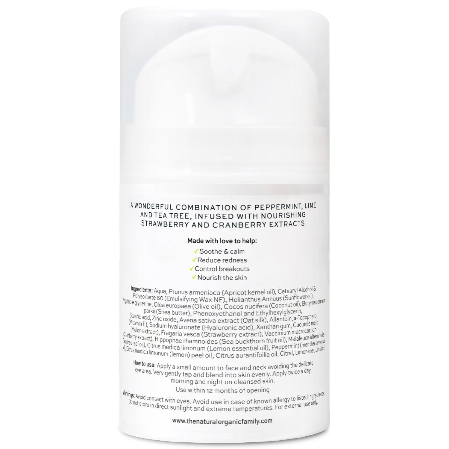 Utilisation quotidienne The Natural and Organic Family, hydratation durable pour enfants.