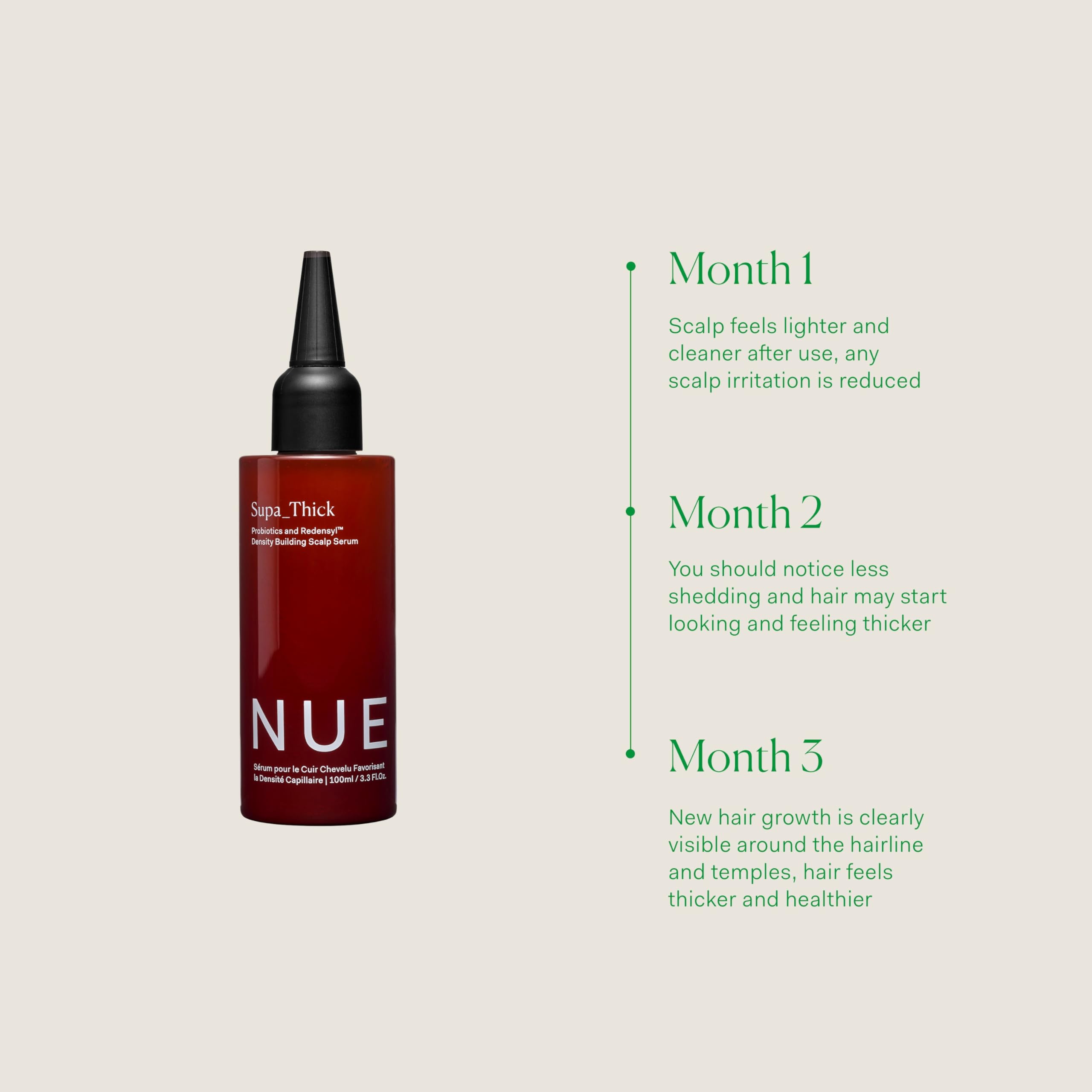 Ingrédients vegan dans The Nue Co. Supa Thick pour l’équilibre du cuir chevelu.