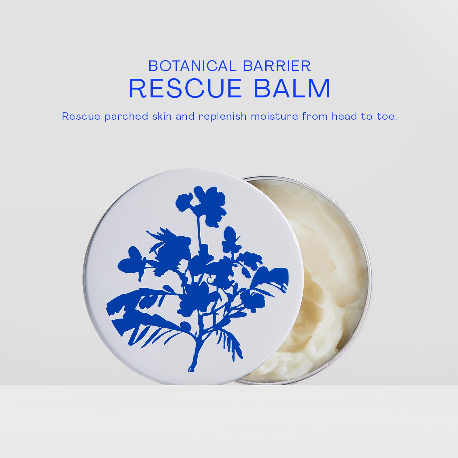The Outset Barrière Botanique Rescue Balm boîtier compact montrant son format.