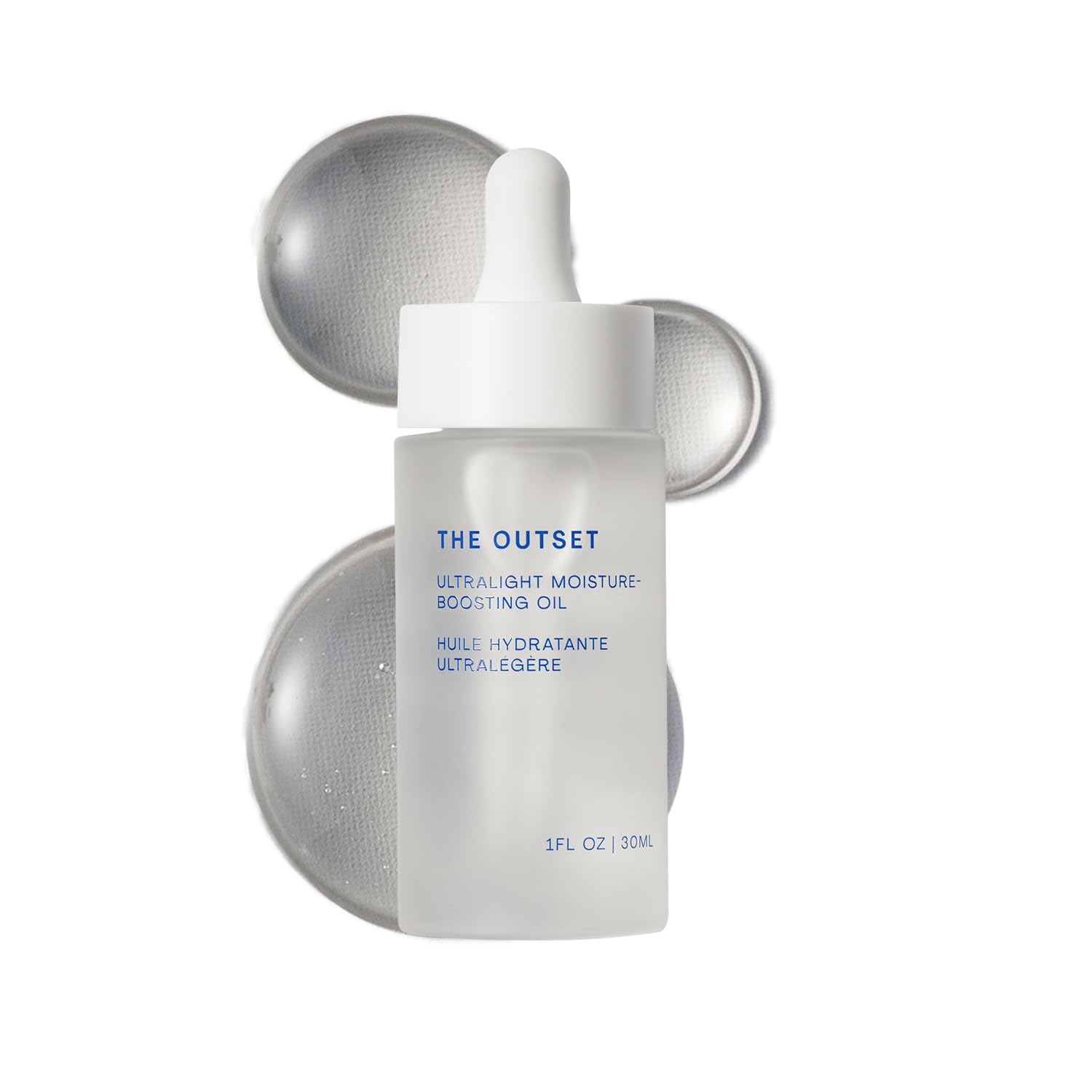 The Outset Huile Visage Ultra-Legère : bottle pipette, absorption rapide et hydratation légère.