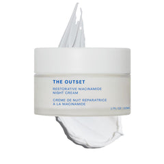 The Outset creme nuit niacinamide-bakuchiol: bouteille elegante et hydratante pour la peau