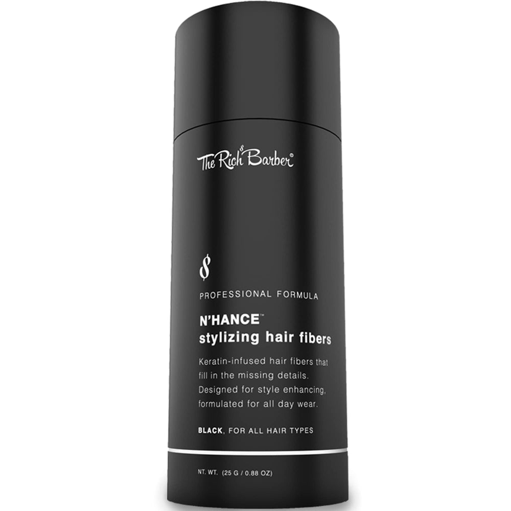 The Rich Barber N’Hance fibres capillaires – bouteille prête à densifier la chevelure.