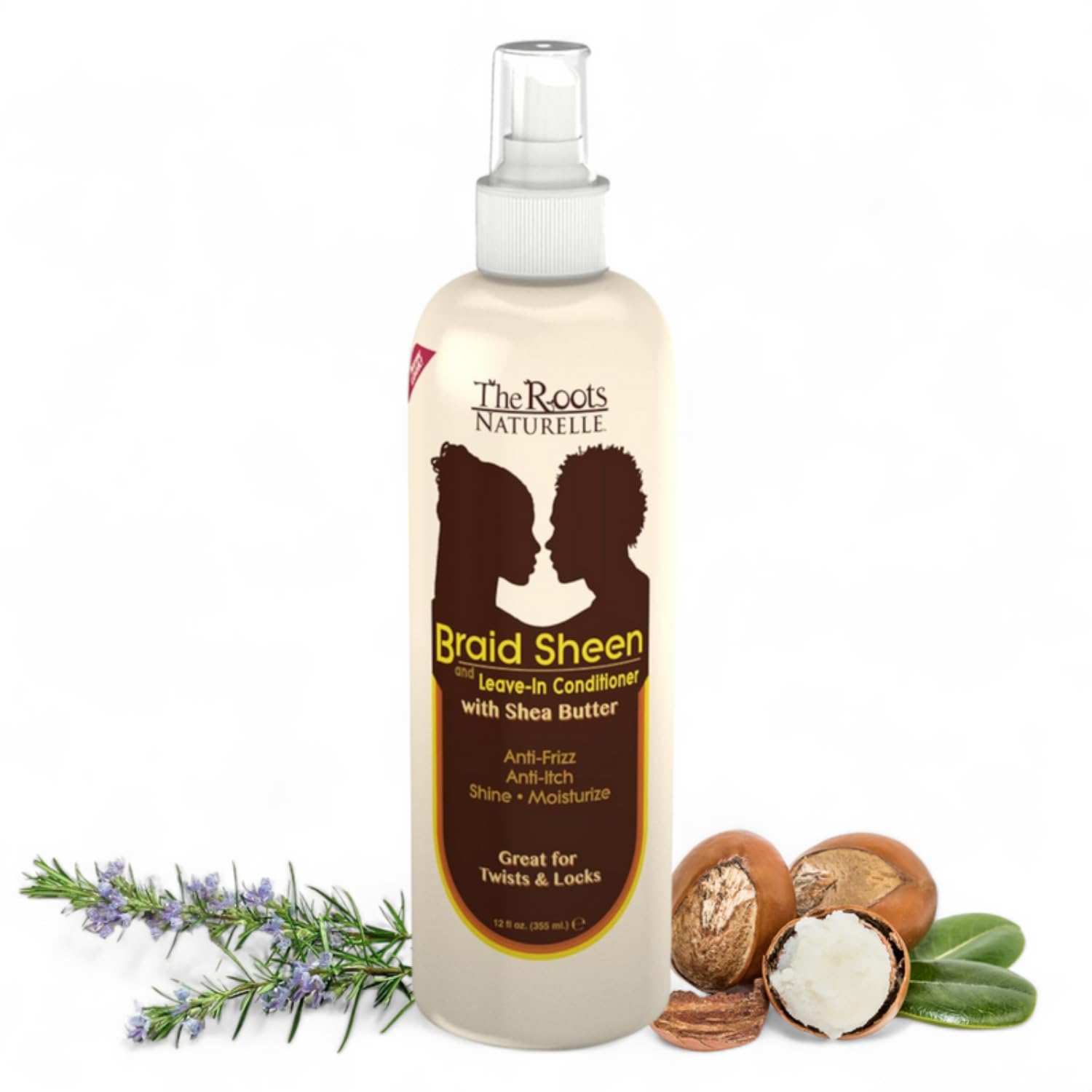 The Roots Naturelle Braid Sheen Spray bouteille, hydratation des tresses sans alourdir.