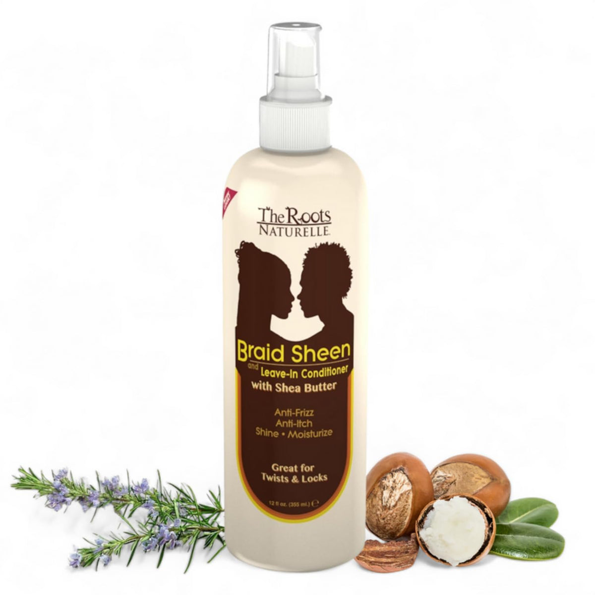 The Roots Naturelle Braid Sheen Spray bouteille, hydratation des tresses sans alourdir.