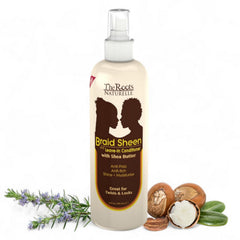The Roots Naturelle Braid Sheen Spray bouteille, hydratation des tresses sans alourdir.