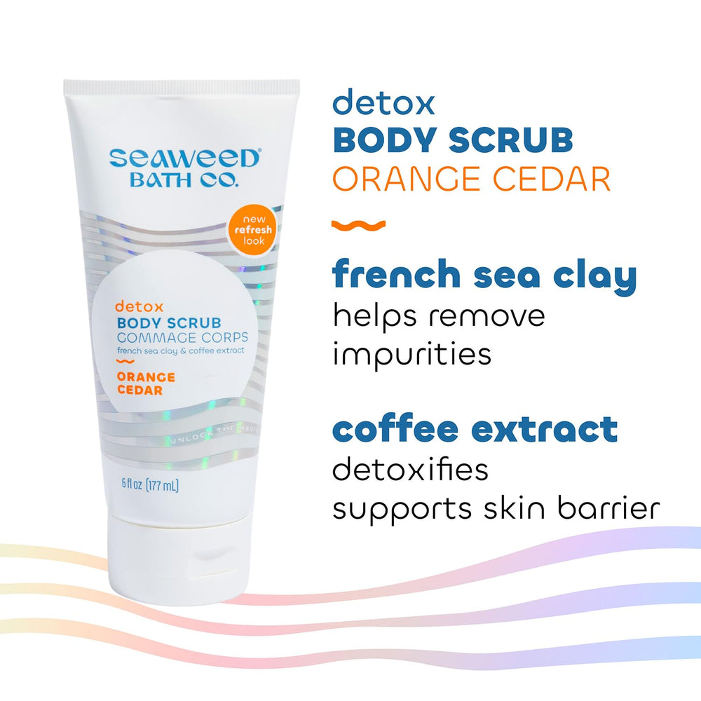 Coquilles de noix finement moulues pour une exfoliation délicate avec Seaweed Bath Co. Detox.