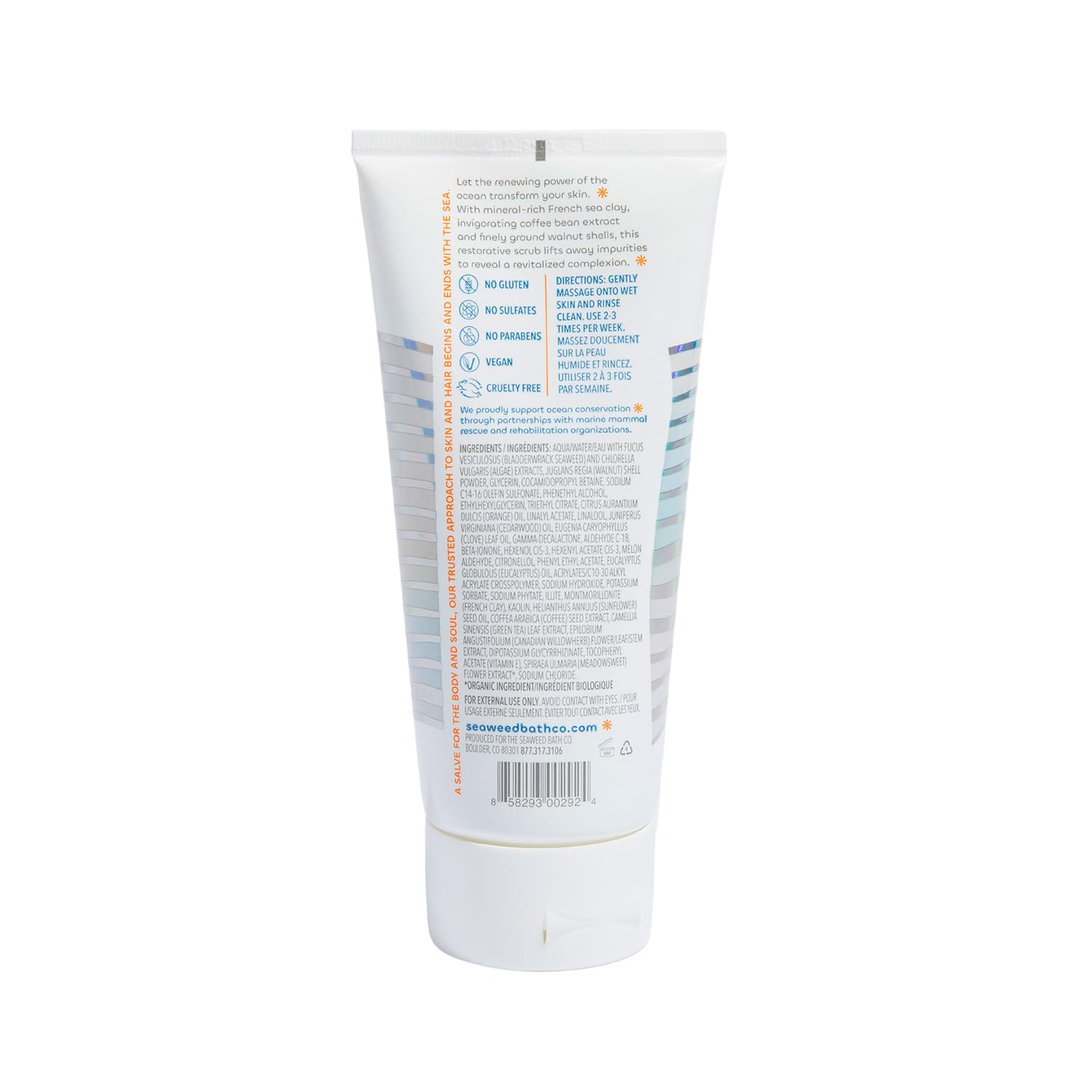 Ingrédients marins naturels du gommage Seaweed Bath Co. Detox, soin de la peau.