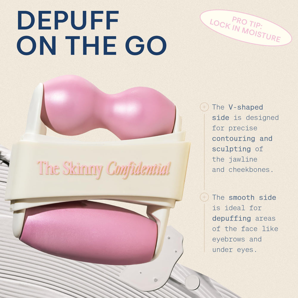 The Skinny Confidential Mint Ice Roller, refroidissement visage prolonge et effet rafraîchissant.