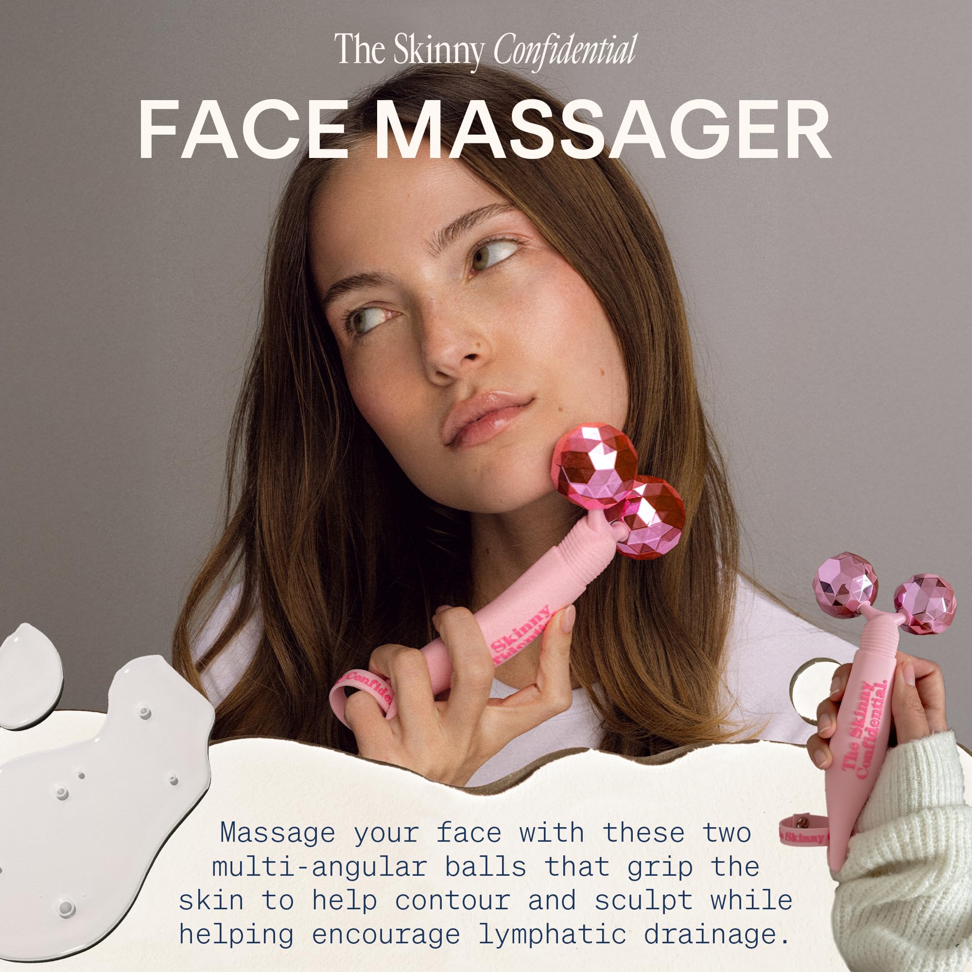 Rouleau visage The Skinny Confidential au design ergonomique