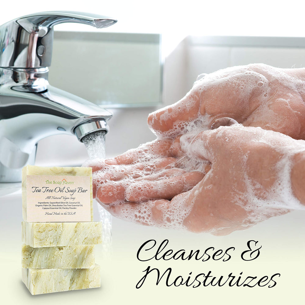 The Soap Haven savon arbre-a-the-texture-cremeuse: mousse riche et agréable.