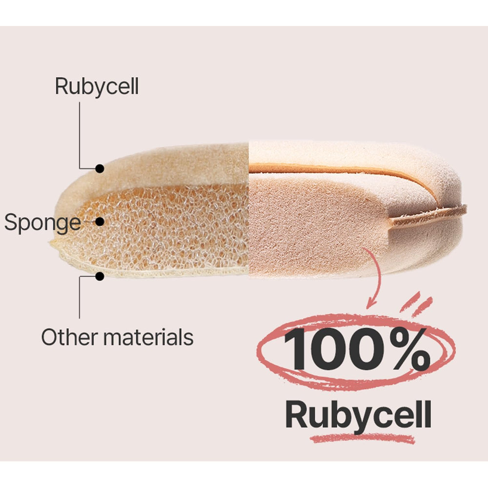 Pouf THE TOOL LAB Rubycell absorbe peu de produit, limitant le gaspillage.