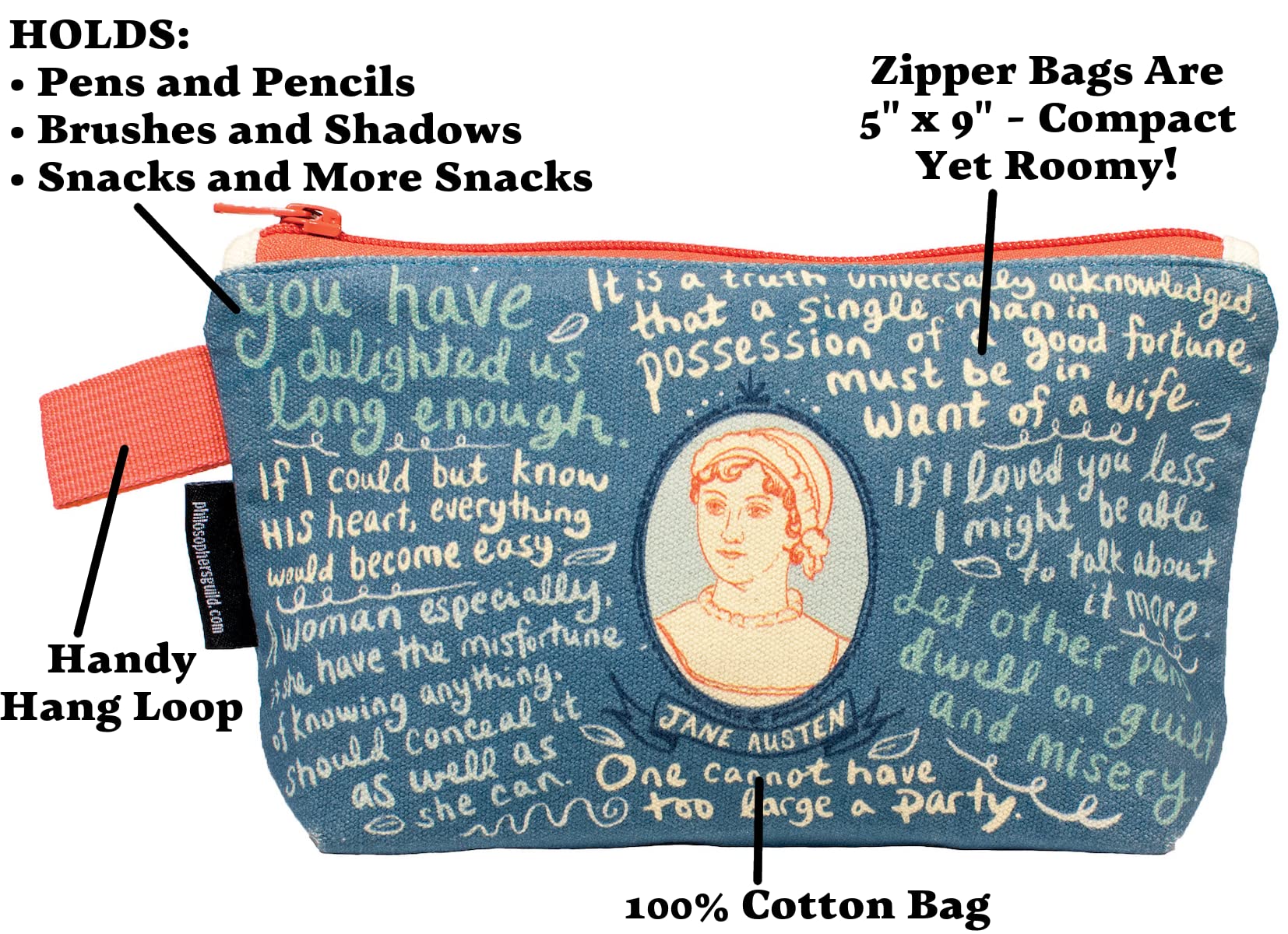 Citations de Jane Austen en script sur The Unemployed Philosophers Guild, livrées avec style.