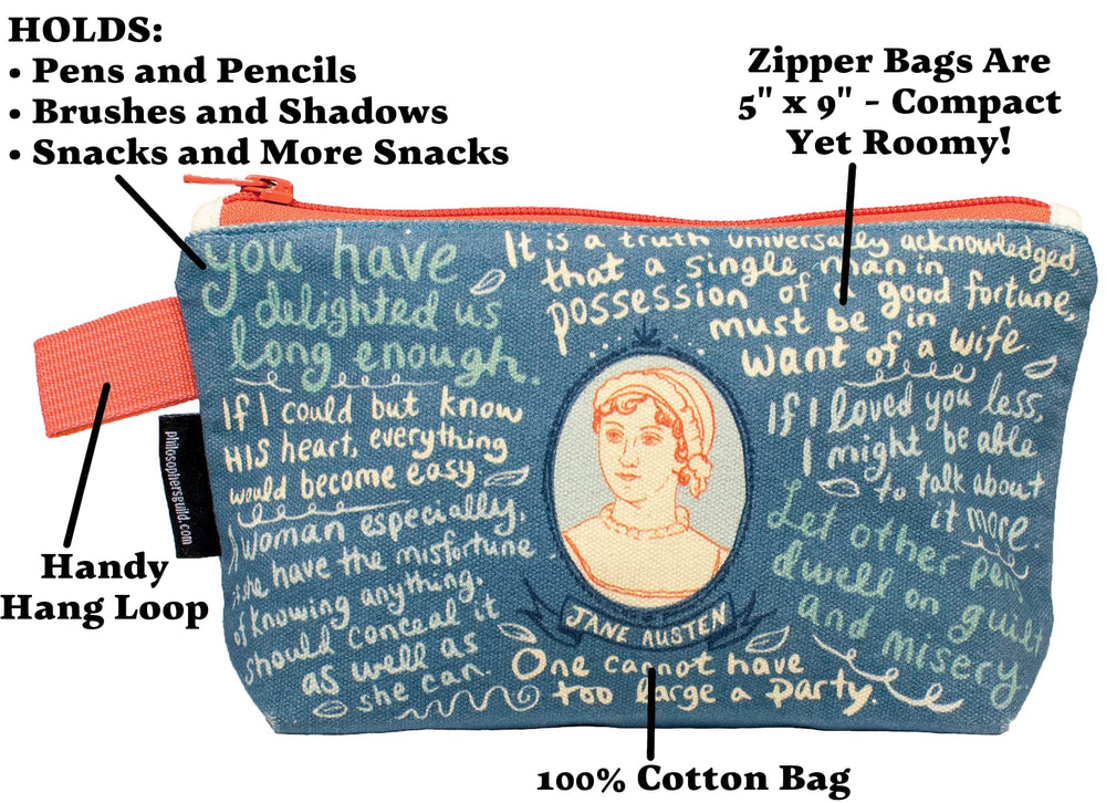 Citations de Jane Austen en script sur The Unemployed Philosophers Guild, livrées avec style.