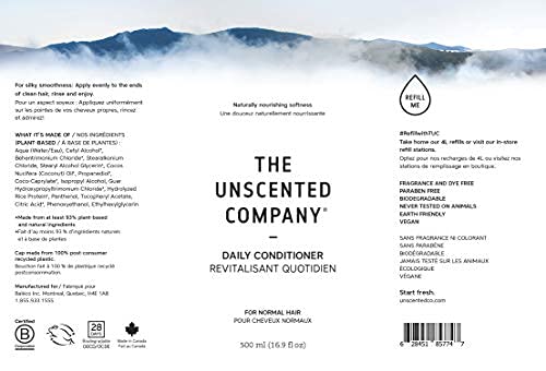 Produit non testé sur les animaux The Unscented Company Daily Conditioner