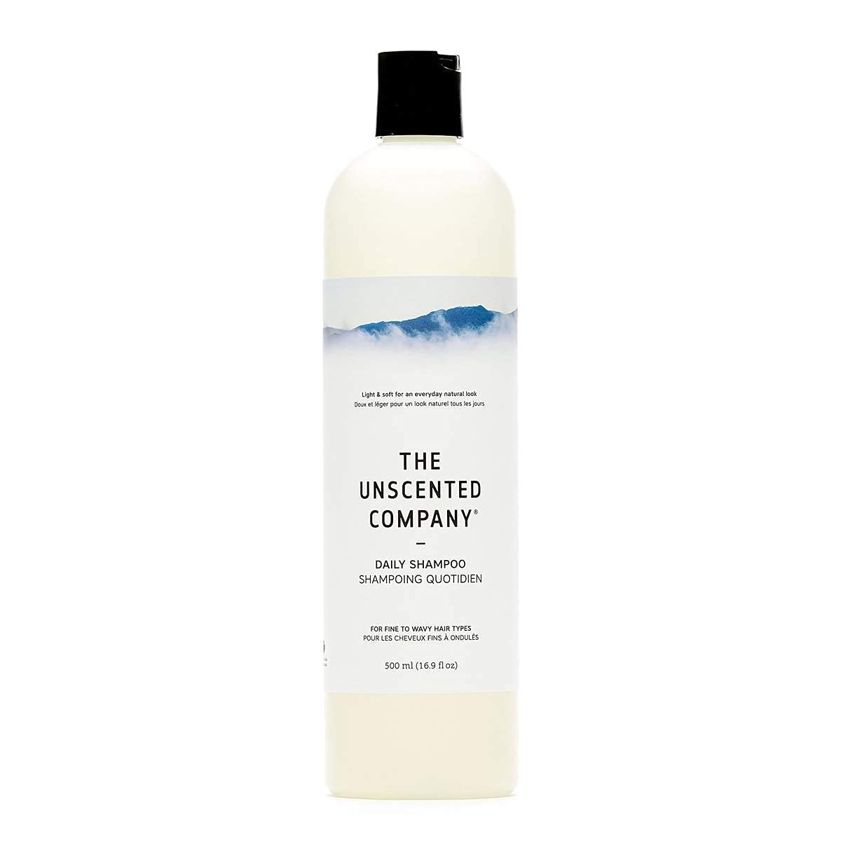 The Unscented Company Daily Shampoo en bouteille parfait pour cheveux fins et ondulés.