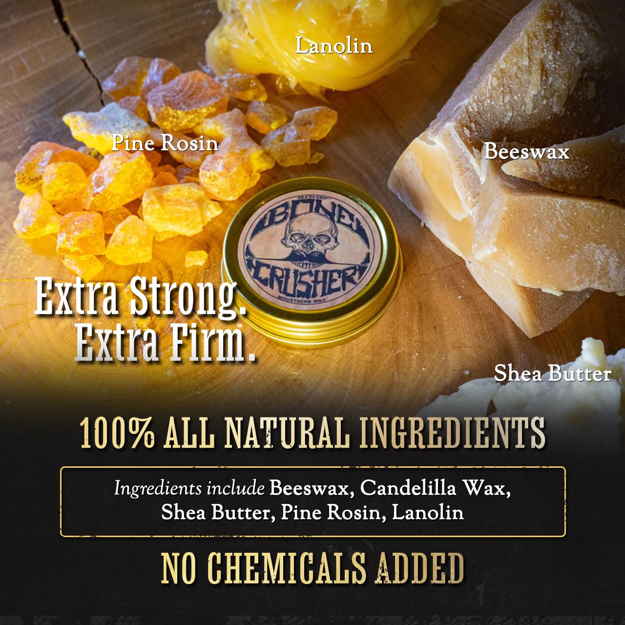 Bone Crusher Wax, modelage du moustache pour un style distinct.