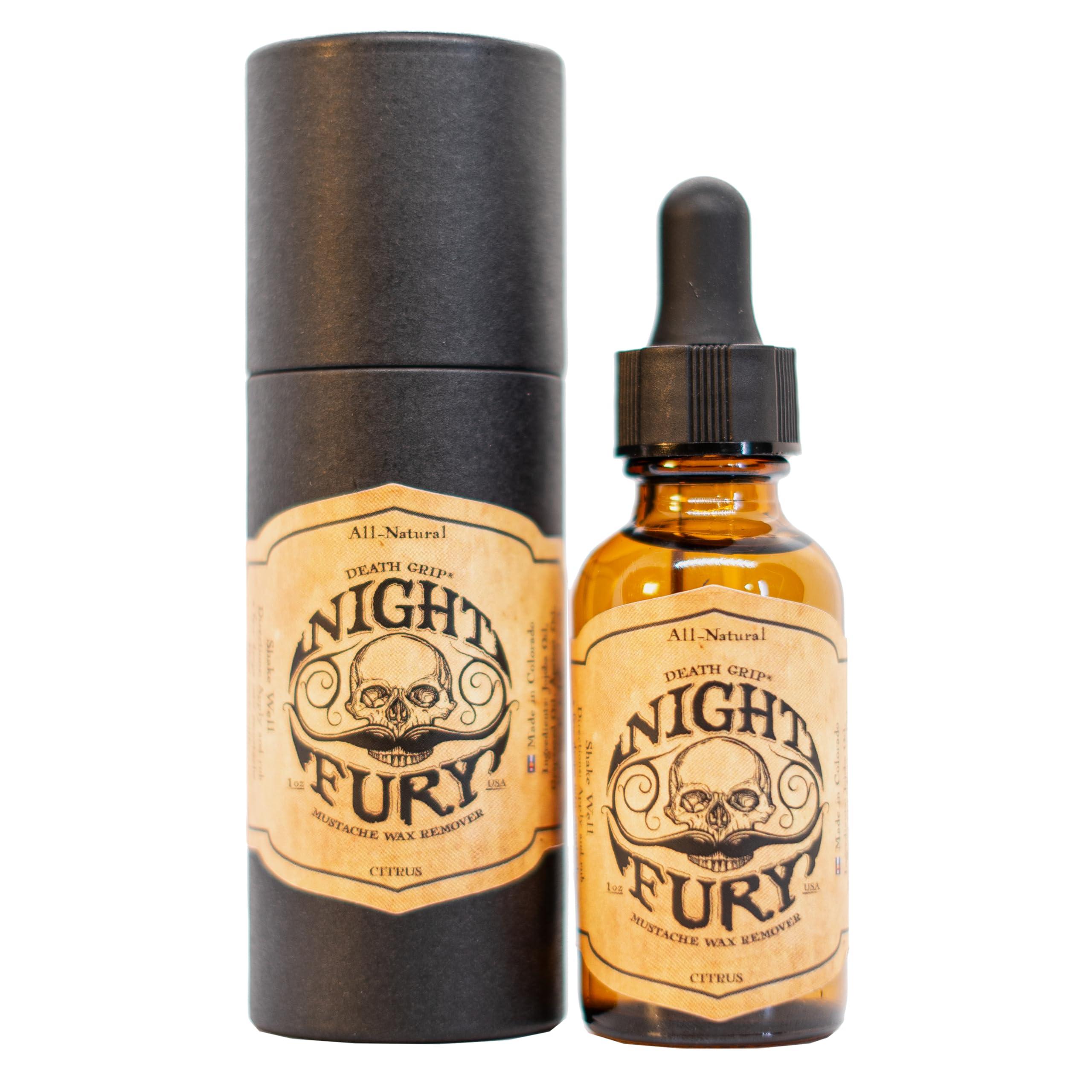THE VINTAGE GROOMING CO. Night Fury Oil – Bouteille pipette, nettoyage facile de la moustache.