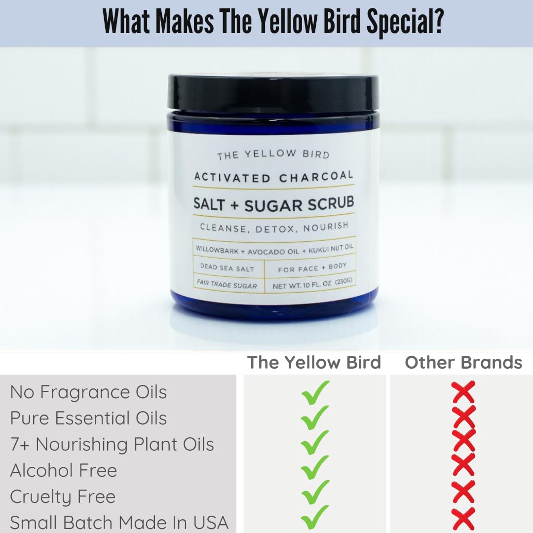 The Yellow Bird gommage charbon actif huiles naturelles – hydrate sans lourdeur et laisse satinée