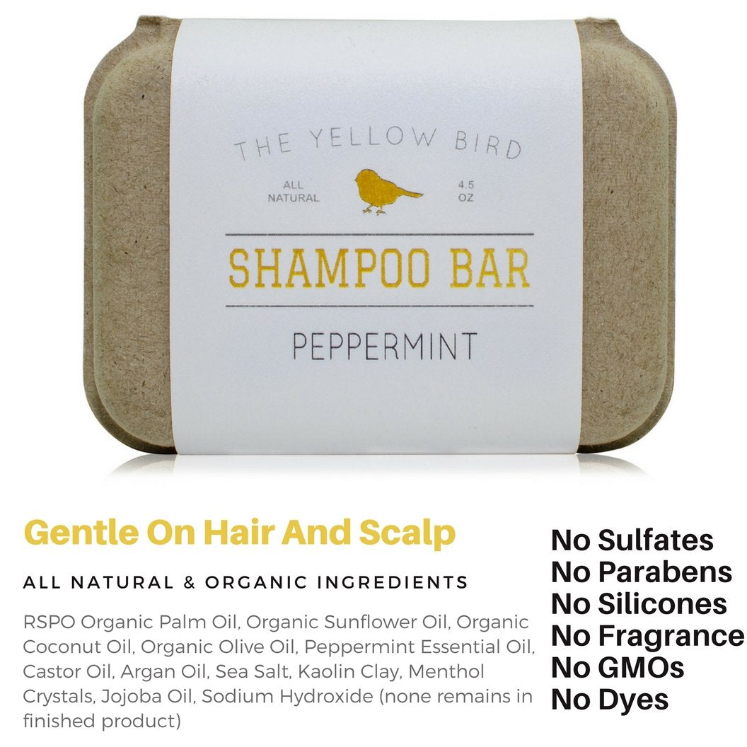 The Yellow Bird Peppermint Shampoo Bar – kaolin et sel marin purifient en douceur