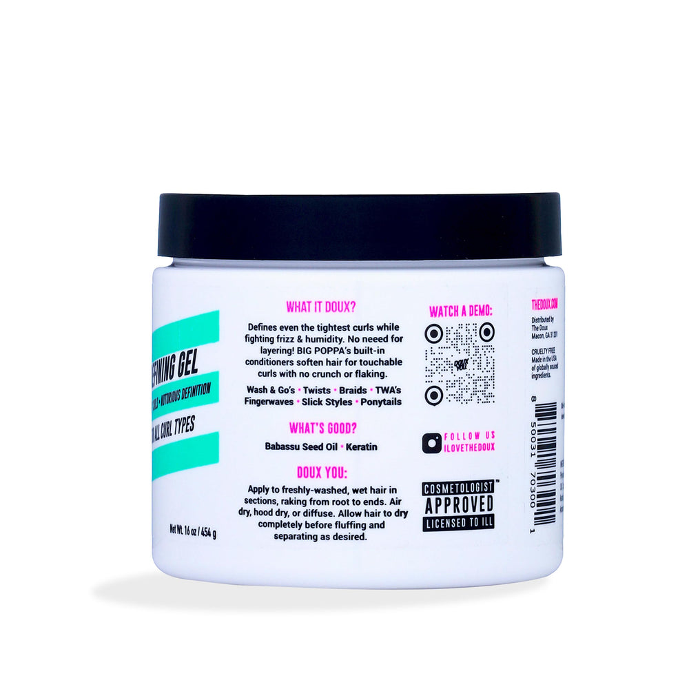 The Doux BIG POPPA – Gel sur cheveux humides pour définition sans lourdeur.