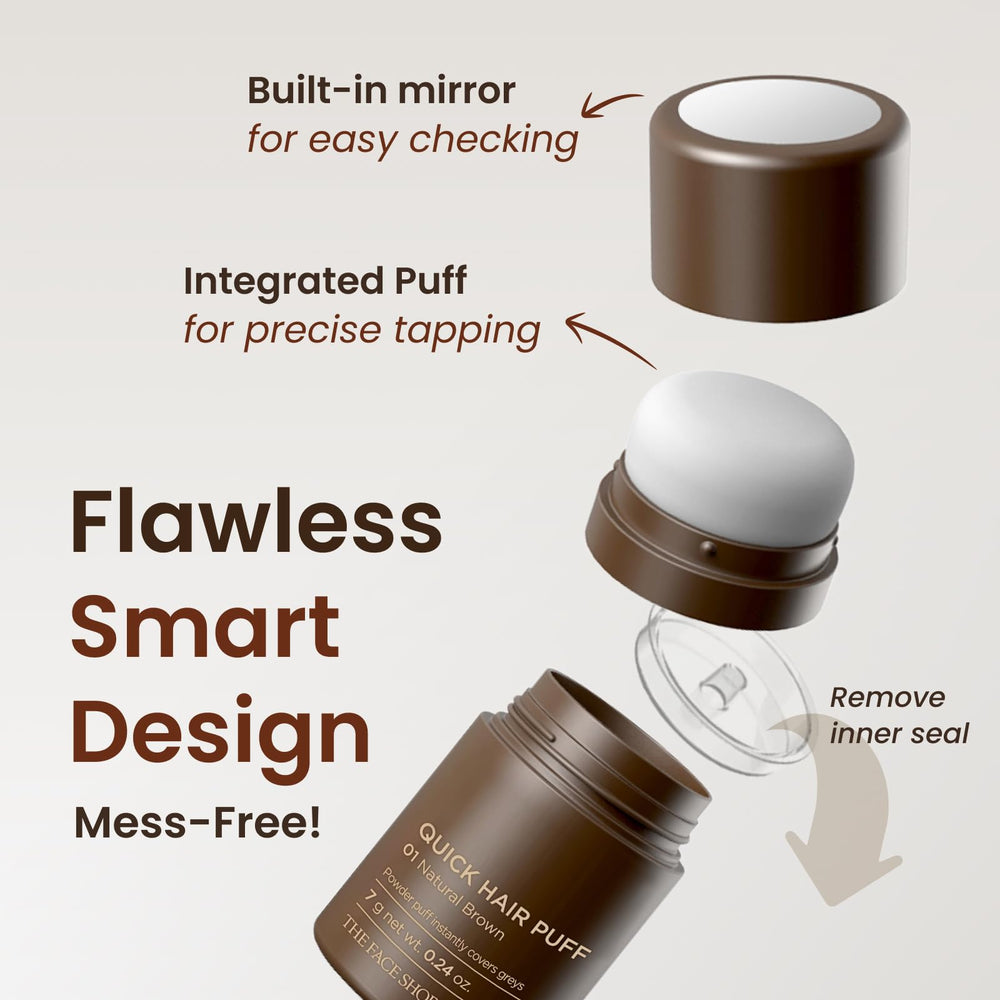 The Face Shop Quick Hair Puff, couleur brun sombre qui imite la teinte naturelle.