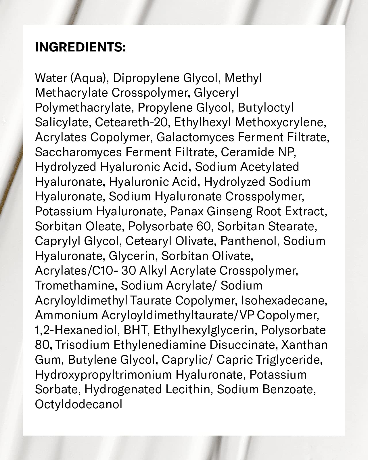 Ingrédients céramides et hyaluronique dans Then I Met You pour une barrière renforcée.