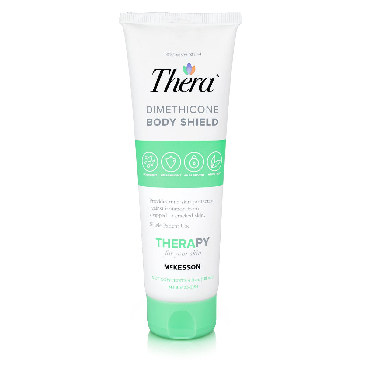 Thera bouclier cutané à base de diméthicone, bouteille 4 oz, offre protection hydratante.