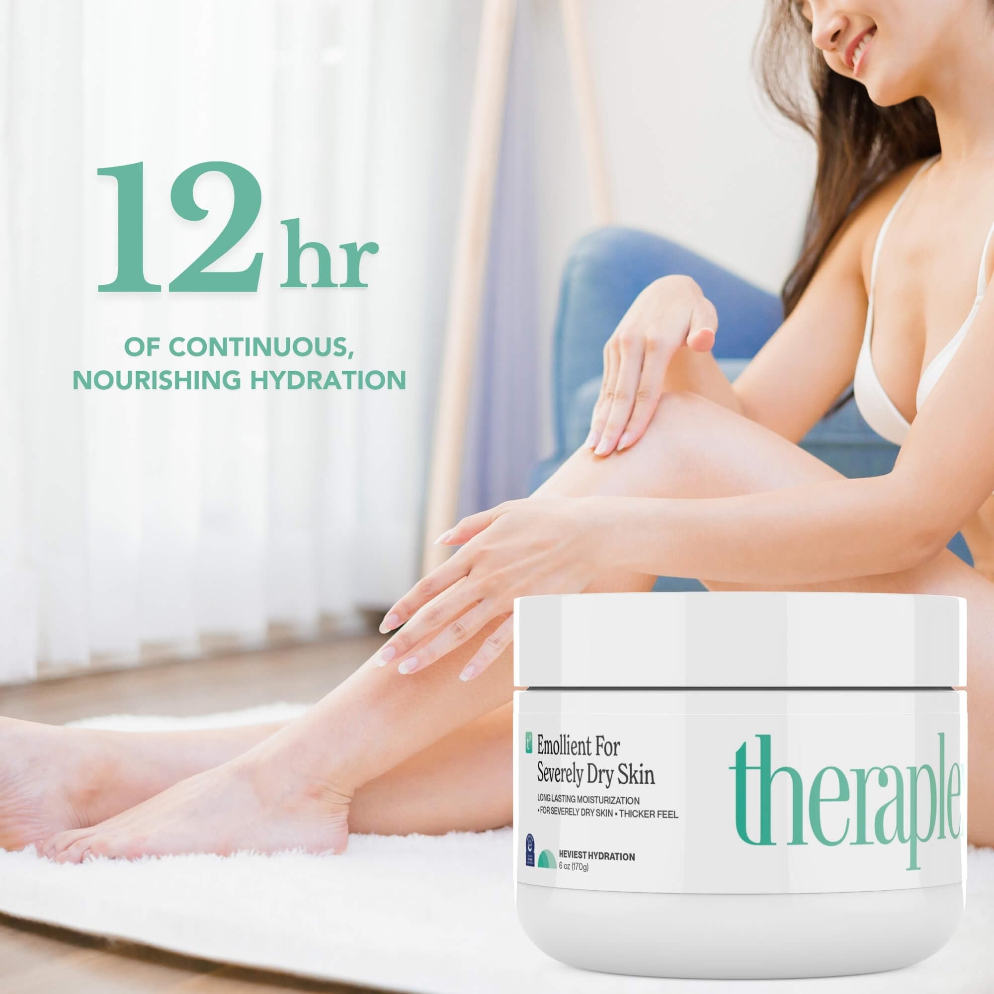 Theraplex Crème émolliente – texture épaisse et enveloppante après application.