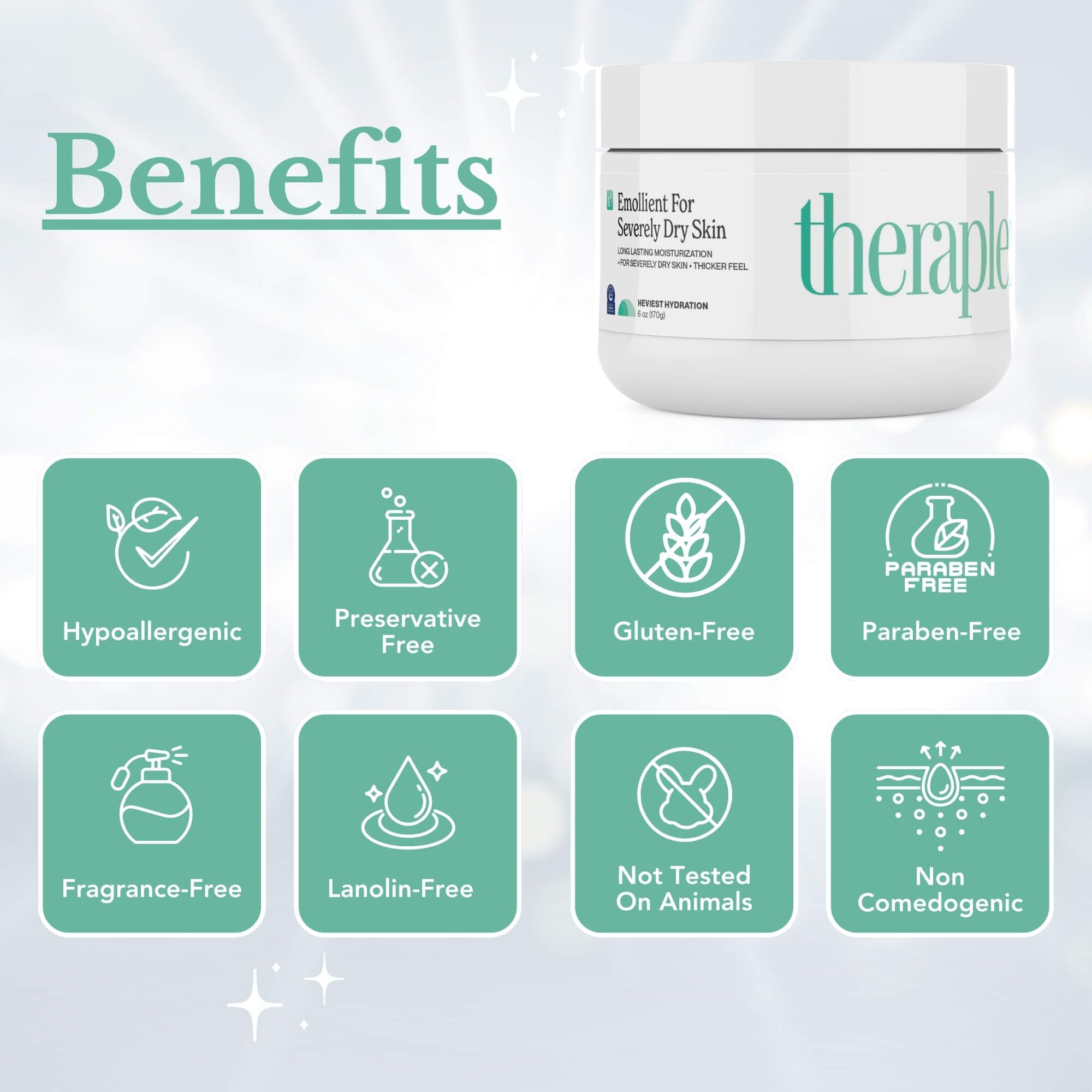 Theraplex Crème émolliente – zones sèches du corps hydratées.