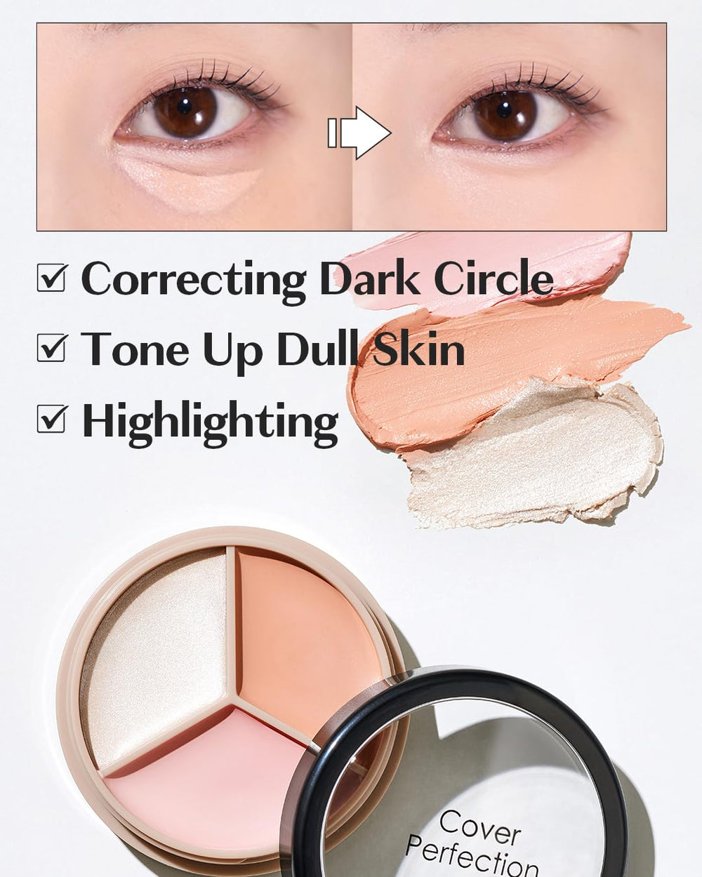 THESAEM anti-cernes triple-pot : correcteur-brillant pour éclairer le regard