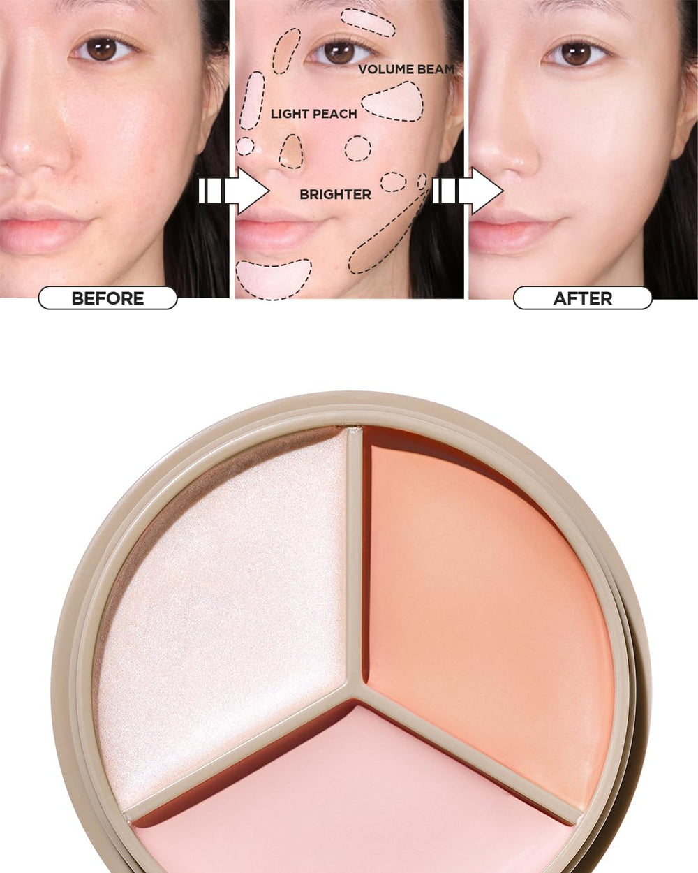 THESAEM anti-cernes triple-pot : pêche claire corrige les tons bleus sous les yeux