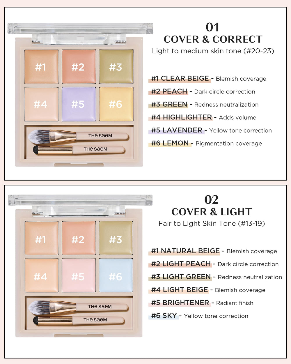THESAEM Cover Perfection Concealer Palette blemish coverage test swatch.