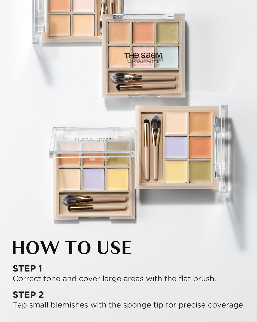 THESAEM Cover Perfection Concealer Palette medium skin shade 20-23 in use.