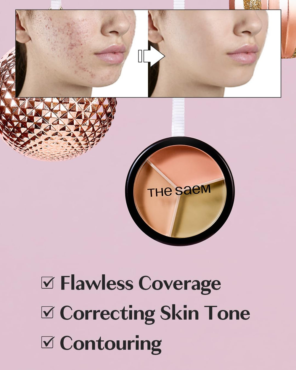THESAEM Cover Perfection palette 02 Contour Beige, modèle le visage en trois dimensions.
