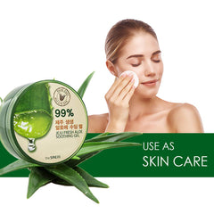 Apaisement rapide THESAEM Jeju Fresh Aloe Gel sur peau irritée et brûlure légère.