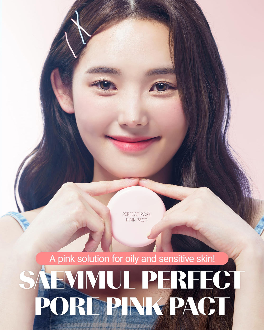 THESAEM Saemmul Perfect Pore Pink Pact, contrôle du sébum et pores pour un teint net.