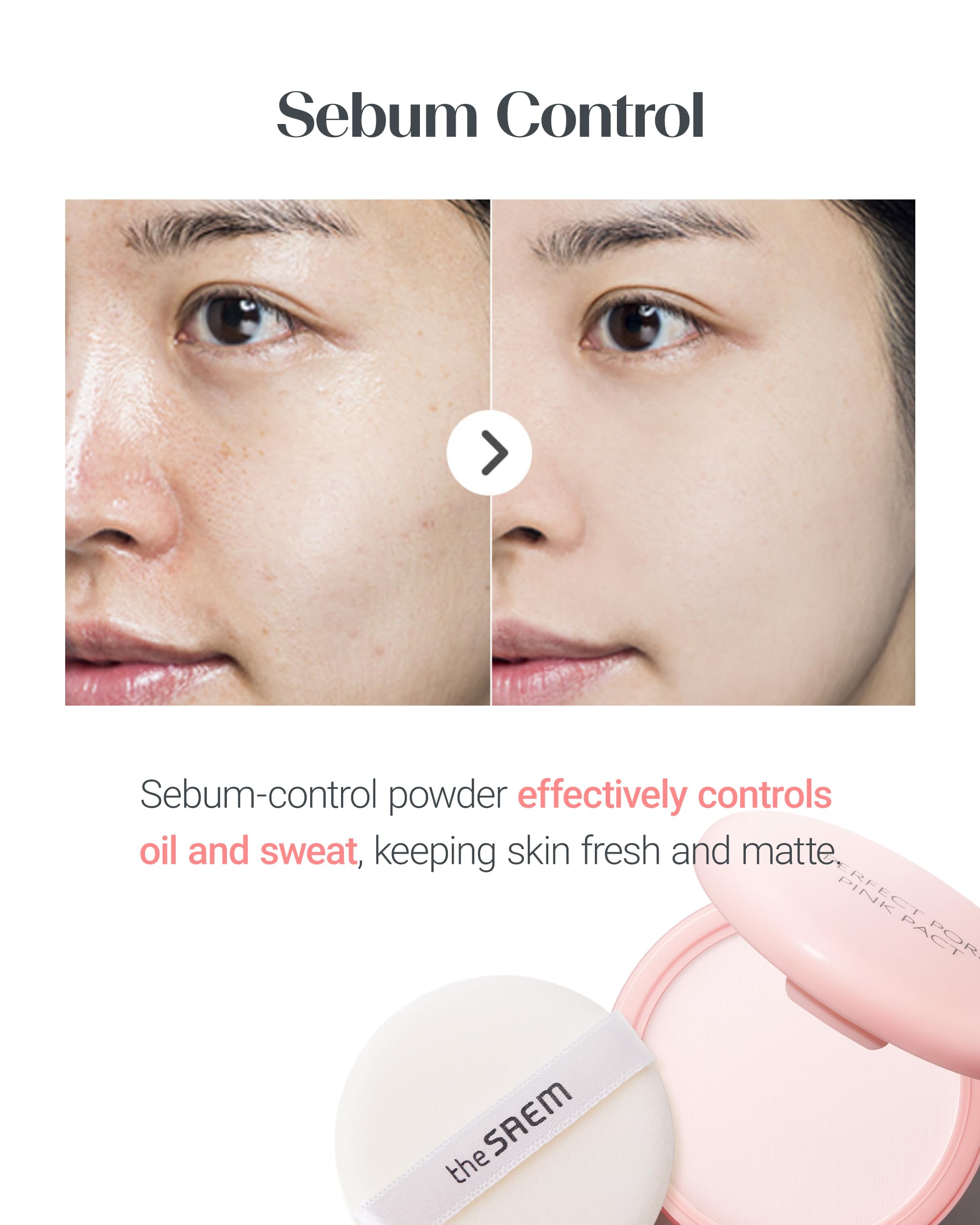THESAEM Saemmul Perfect Pore Pink Pact, minimisation des pores pour un teint uniforme.